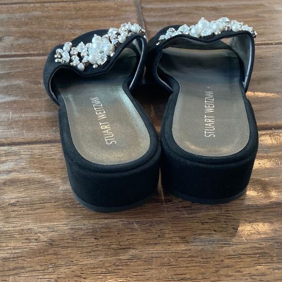Stuart Weitzman Decorslide Women's Black Pearl Slide Sandals 6.5 M Block Heel - Picture 5 of 12